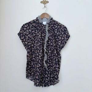 Sundays Leah Floral Gingham Button Up Top XS